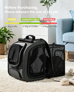 Pecute Cat Backpack Carrier,Large Space Cat Bubble Backpack,Ergonomic,Gray | Expandable,Sunshade Curtain,Transparent Window,Safety Rope,Sturdy,Large Mesh on Both Sides for Breathability,for Outdoor,Vet