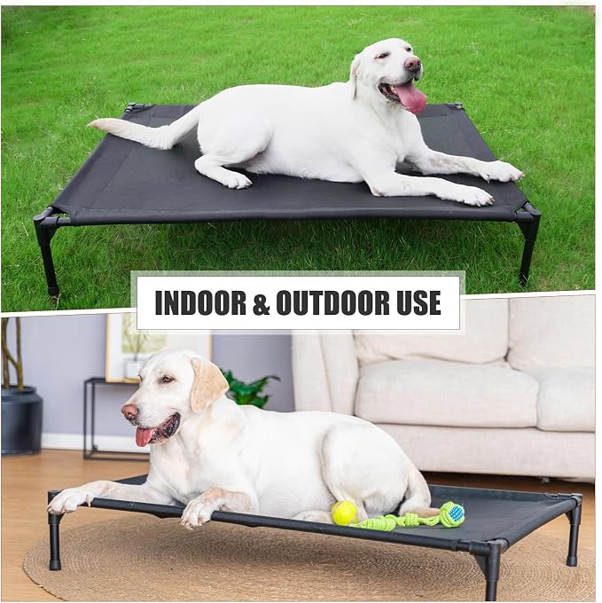 Garnpet Elevated Dog Bed for Large Dogs - Heavy Duty, Recyclable Mesh, Fits Up to 150 LBs - Indoor & Outdoor, Green
