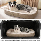 FAIRYPET Deluxe Plush Dog Beds for Medium to Large Dogs, 3D Crimped Siliconized Hollow Fiber Fill，Soft Breathable，Washable Dog Bed, Plush Faux Fur & Corduroy,Durable Pet Bed with Anti-Slip Bottom
