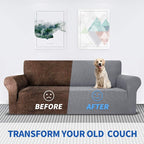 MAXIJIN Super Stretch Couch Cover for 3 Cushion Couch, 1-Piece Universal Sofa Covers Living Room Jacquard Spandex Furniture Protector Dogs Pet Friendly Fitted (Extra Large, Light Gray)