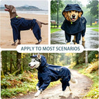 Dog Raincoat, Full-Body Hooded All-Weather Jacket, Waterproof and Windproof with Reflective Strips, Suitable for Large Dogs, XL