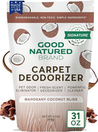 Good Natured Brand | Carpet Deodorizer & Freshener Powder | 31 oz Pet Odor Eliminator for Strong Odor & Pet Urine | Fresh Natural Mahogany Coconut Bliss Scent | Safe for Homes with Pets