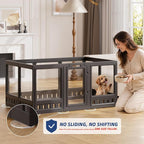 Clear-air Dog Playpen, Expandable Acrylic Dog Playpen for Small Dogs, Transparent Clear Dog Play Pen Indoors Puppy Enclosure, 24", 10 Panels, Black