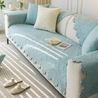 Cotton Quilted Dog Couch Cover for Sofa Farmhouse Rustic Embroidery Sectional Couch Cover Soft Anti-Slip Sofa Slipcover Furniture Protector for Kids, Pets (Blue,43"x82")