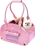 Dog Carrier Purse, Pet Carrier, Bling Waterproof Premium Leather Pet Travel Portable Bag Carrier for Cat and Small Dog Home & Outdoor Small Bling Pink