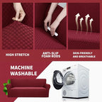 YEMYHOM Couch Cover Latest Jacquard Design High Stretch Extra Large Sofa Covers Pet Dog Cat Proof Oversized Slipcover Non Slip Magic Elastic Furniture Protector (XL Sofa, Christmas Wine Red)