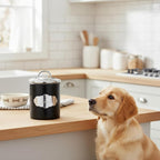 Amici Pet Cavalier Metal Canister Treats Jar, 40 Fluid Ounces, Black and Silver