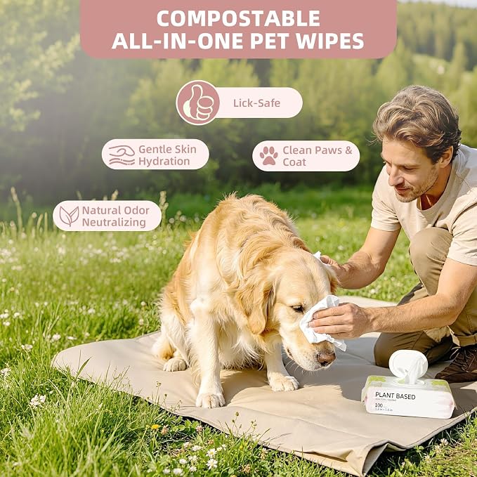 IMMHABI 400 Count Lick-Safe Dog Wipes, Coconut Plant-Based Hypoallergenic Dog Wipes for Paws, Butt, and Anal Gland Care, Cleansing & Deodorizing for Puppies