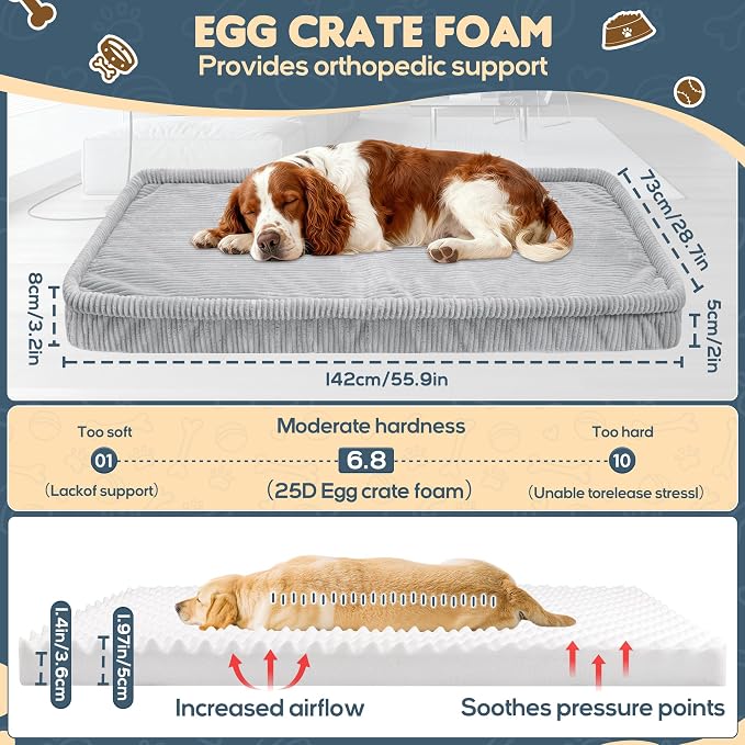 Loiion Dog Car Bed, Non-Slip Backseat Extender Pet Mat 56"x28.7" | Removable, Washable Dog Bed With Waterproof Liner Protects Car Seats, Anti-Slip Travel Bed For Dogs