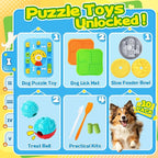 Forfon 10 Pack Complete Dog Puzzle Toy Set for All Breeds, Upgraded Enrichment Toys with Lick Mat & Slow Feeder Bowl, Suction Cup Design, Keeps Dogs Busy & Mentally Stimulated