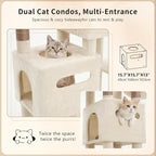 Heybly Cat Tree, 74.8'' Spacious & Tall Cat Tower for Large Cats HCT062MJ-1 | Cat Furniture with Large Top Perch, Solid Base, 2 Cat Condos, Hanging Hammock, Durable Sisal Scratching Posts, Beige