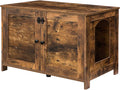 HOOBRO Litter Box Enclosure, Cat Litter Box Furniture with Removable Divider, Large Hidden Litter Box Furniture, Wooden Cat House, End Side Table, 31" L x 17.5" W x 19.7" H Rustic Brown BF03MW01G2