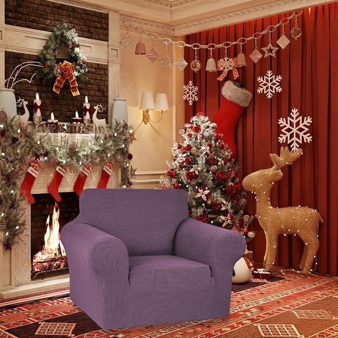 Stretch Chair Sofa Slipcover, Single Couch Cover,Dark Purple | 1-Piece Washable Sofa Cover,Pet Friendly (31"-55") Furniture Protector Soft Jacquard Elastic Bottom for Dogs & Kids