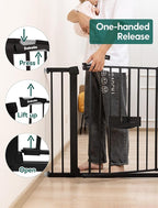 Babelio Baby Gate with Cat Door, CatPrivilege II, 29-40" | Auto Close, 6-Level Adjustable Metal Gate with Pet Door for Stairs & Doorways, Pressure Mounted, No Drilling, Black