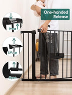 Babelio Extra Wide Baby Gate with Cat Door, CatPrivilege II, 29-48" | Auto-Close Metal Pet Door for Stairs, Doorways & House, Pressure/Hardware Mounted, Easy Walk Thru, Black