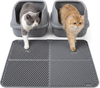 Silicone Cat Litter Mat, 30'' × 23'' Large Waterproof Cat Pad for Litter Box, Easy-Clean Trapping Surface with Raised Edge, Gentle on Paws, Gray