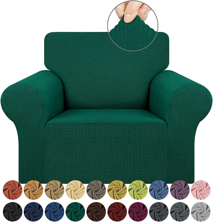 Stretch Chair Sofa Slipcover, Single Couch Cover,Hunter | 1-Piece Washable Sofa Cover,Pet Friendly (31"-55") Furniture Protector Soft Jacquard Elastic Bottom for Dogs & Kids