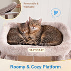 Hey-brother Cat Tree Tower with Large Platform, Spacious Condo, MPJ060MU | 35.4 Inches, 2 Cozy Hammocks, Self-Grooming Brush, Sisal Scratching Posts for Big Indoor Adult, Maine Coon, Muchroom