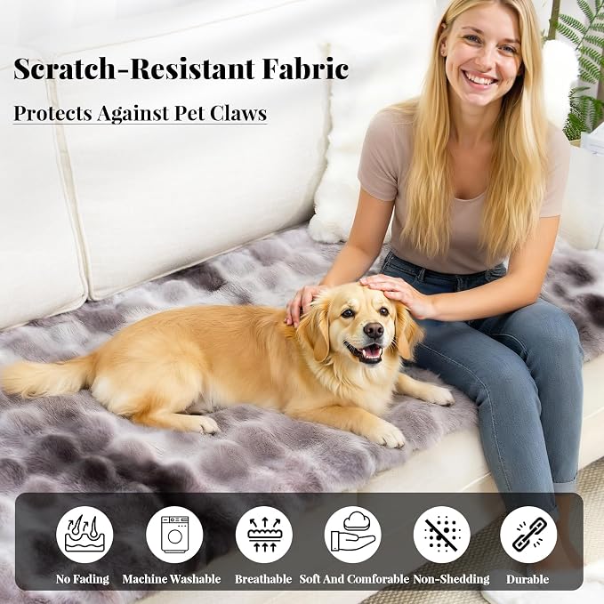 Dog Cover for Couch, Soft Fuzzy Sectional Sofa Cover L Shape, Non Slip Washable Pet Couch Covers for Sectional Sofa, Pet Friendly Sofa Slipcover Couch Furniture Protector Mat for Cat Dog, 27.6"x70.9"