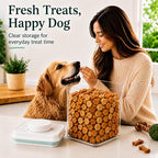 Pet Dog-Cat POP-Treat Airtight jar-Container - 2.2 Qt/2 L | Stackable One-Touch Opening | For Snacks Candy Salt Herbs Spices | BPA-Free