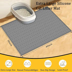 40"x30"(100cmx75cm) Extra Large Silicone Cat Litter Mat, XXL Litter Trapping Mat for Under Litter Box, Non-Slip Waterproof Kitty Litter Catcher, Easy to Clean Mat for Cats, Gray Green