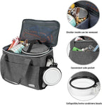 BAGLHER Dog Travel Bag Backpack Pet Supplies Backpack Pet Accessories Storage Bag 5-Piece Set With Shoulder Strap 2 Lined Pet Food Containers 4 Foldable Feeding Bowls Essential Kit for Pet travel