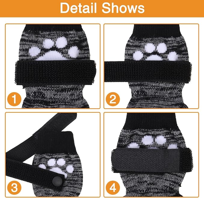 KOOLTAIL Non Slip Dog Socks to Prevent Licking Paws for Hardwood Floors, Dog Boots Shoes for Hot/Cold Pavement with Grippers Traction Control, Waterproof Paw Protector for Small Medium Large Dogs M