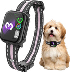 RPZ Automatic Dog Bark Collar for Small Medium Large Dogs 8-150 Lbs, Pink | Rechargeable anti barking collar with bark count tracking, 4 training modes, 3 sensitivity levels and IP67 waterproof