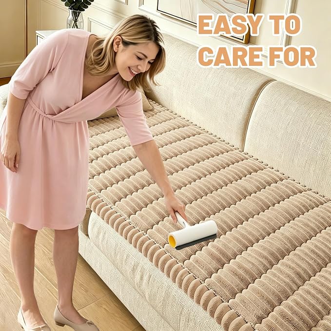 Couch Cover for Dogs Washable,Non Slip Fuzzy Durable Pet Friendly Cozy | Soft Slipcovers for 3 Cushion Sofa Cover,Plush Thick Protector Fits Mat Bed Leather & Fabric Couches (Brown 27.6"x70.9")