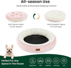 Love's cabin Round Donut Cat and Dog Cushion Bed, 30in Pet Bed for Medium or Large Dogs, Anti-Slip & Water-Resistant Bottom, Soft Durable Fabric Pet Beds, Washable Calming Cat Bed, Light Pink