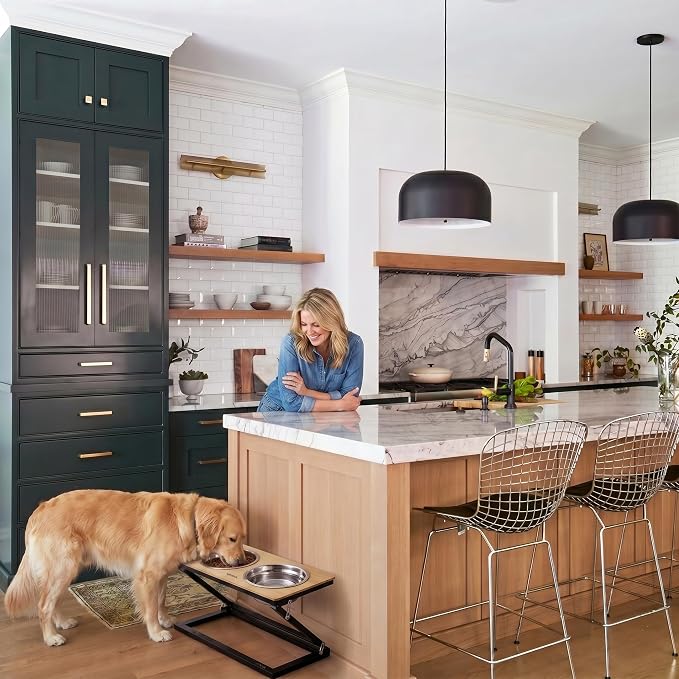 Elevated Dog Bowl, Adjustable Height and Tilt Angle Dog Bowl Stand | Precisely Adjust Height And Tilt Angle, Easy To Clean, Equipped With 2 Stainless Steel Food Bowls, Sturdy And Durable.