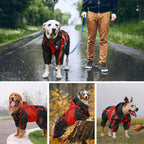 Dog Raincoat, 4 Leg Waterproof Dog Rain Jacket with Hood, Red S | Rain Coat For Small Dogs, Doggy Poncho With Leash Hole, Snap Buttons, For Rainy Snowy Weather Walks, Hiking, Camping
