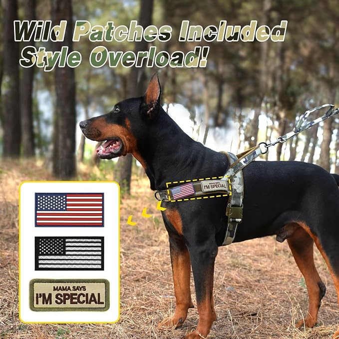 Forestpaw No Pull Dog Harness with Large Handle,Comfortable,L,Camo Green | Adjustable Fits Chest 26-31",50-80 lbs,Slip On,Quick Release,Easy Control,Soft Padded,for Medium Large Dogs Walking Training