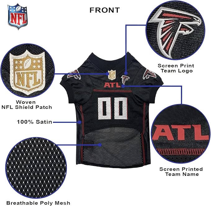 Pets First NFL Atlanta Falcons Dog Jersey, Size X-Large, Football Shirt Costume for Pet, Dog Sports T-Shirt, NFL Team Clothing for Cats, Licensed Pet Apparel Available in 7 Sizes and 32 Teams