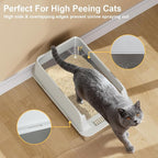 TENTIZON Stainless Steel Cat Litter Box, XL Large Metal Kitty Litterbox with High Side Lids, Litter Mat, Scooper for Big Cats, Kittens, No Odor, No Mess, Leak Proof, Easy Clean, Non Stick