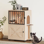 Dog Proof Cat Feeding Station, Dog Proof Cat Feeder, Cat Food Table | Cat Feeding Station with Scratching Post, Elevated Cat Food Bowls with Stand, Pet Food Storage Cabinet, Cat House Furniture