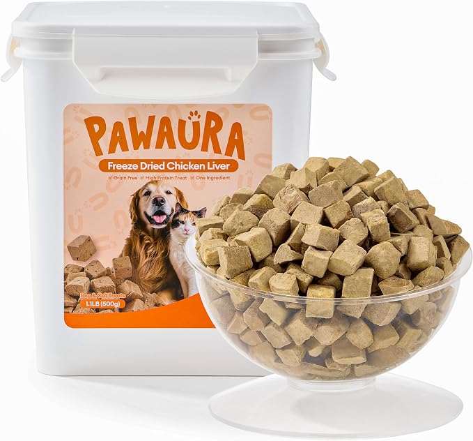 Freeze Dried Chicken Liver Treats for Dogs & Cats, (1.1lb) Value Tub