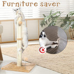 ANWA 32" Tall Cat Scratching Posts for Indoor Cats, 3-in-1 Vertical Cat Scratching Post with Plush Toys, Premium Sisal Post for Cats at All Ages with Reinforced Stable Base, Beige