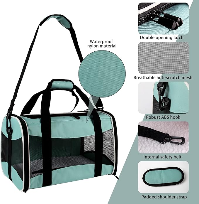Small Animal Travel, Carrier for Hedgehog Rat Parrot Bird Guinea Pig, Lizards Carrier, Soft Sided Travel Carrier Portable Guinea Pig Up to 10 Lbs (15 * 10 * 10, Green)