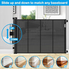 Reinforced 42" Tall X 80" Wide Retractable Dog Gate for Hallway Extra Tall Baby Gates for Dogs Indoor High Reinforced Bar Retractable Baby Gates for Doorways Extra Wide Pet Gate Outdoor, Black