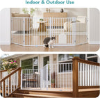No Pawblems Full Metal Freestanding Dog Gate with Cat Door, 30" Tall | Foldable Pet Gate for Indoor/Outdoor, Zoned management, Dog Fence for Families with Multiple Pets, 156" Wide, 6 Panels, White