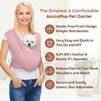 AnccoPlus Dog Carriers for Small Dogs, Front Facing Dog Sling Carrier, Hands Free Cat Carrier, Size Adjustable, Reducing Back Pain, Premium Cotton, Safe and Soft Dog Carrier (Plus, Light Pink)