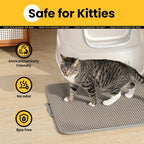 Cat Litter Mat, Upgrade Super Waterproof Back Layer Litter Box Mat, Non Slip, Durable, Soft on Paws Kitty Trapping Matt (34"x26", Gray)