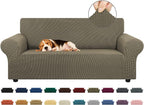 Stretch Loveseat Couch Cover, 2 Cushion Couch Slipcover,Khaki | 1-Piece Washable Sofa Cover Pet Friendly (55"-78") Furniture Protector Soft Jacquard, Elastic Bottom for Dogs & Kids