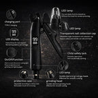 2-in-1 Dog Cat Nail Clippers with Light Bloodline Indicator & Electric Grinder – Type-C Rechargeable Dog Cat Nail Trimmer – Low Noise Grooming Tool with Battery Display (Matte Black)
