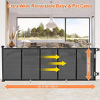 EZIGO 120 Inch Retractable Baby Gates Extra Wide Reinforced Baby Dog Gate | 34 Inch Tall Retractable Dog Gate with Reinforced Strip Mesh Safety Pet Gate for Stairs Hallway Doorway Indoor Outdoor, Black