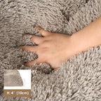 EHEYCIGA Fluffy Dog Crate Bed for Extra Large Dogs, Plush Faux Fur Crate Pad, Calming Anti Anxiety XL Dog Bed, Washable Soft Warm Crate Mat with Non-Slip Bottom, Taupe