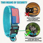 Tactical Dog Collar Military Dog Collar Adjustable Nylon Dog Collar Heavy Duty Metal Buckle with Handle for Dog Training,with Patches(Light Blue 1, XL)
