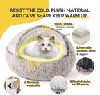 CATISM Cat Bed, Cat Beds for Indoor Cats Covered Hooded | Warm Soft Plush Comfortable Removable Washable Non-Slip Bottom