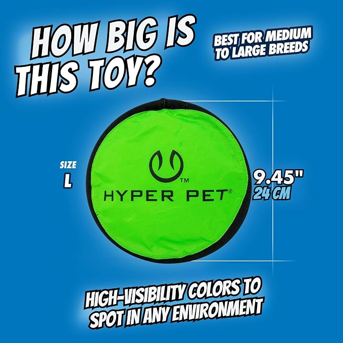 Hyper Pet Flippy Flopper Flying Disc Soft Dog Toy 9 Inch, Floats, 2 Pack | Safe on teeth for all breeds, stays on the water surface for pool and lake fetch games, colors may vary with every order